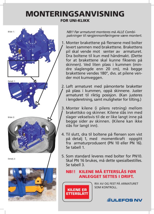 PDF av monteringsanvisning for uni-klikk